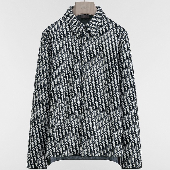 Dior Other - Dior Oblique Overshirt Navy Blue Cotton Jacquard